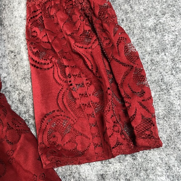 Free People Dress Womens 0 Red Lace Fit & Flare Bell Sleeve Boho Mini Dress - Picture 8 of 16